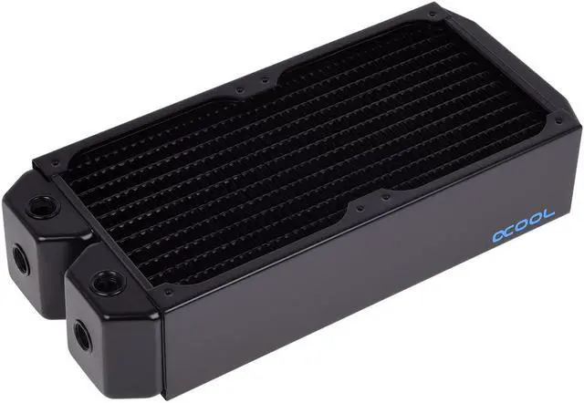 Alt view image 4 of 14 - Alphacool NexXxos UT60 Full Copper Radiator 240, 120mm x 2, Dual Fan, Black