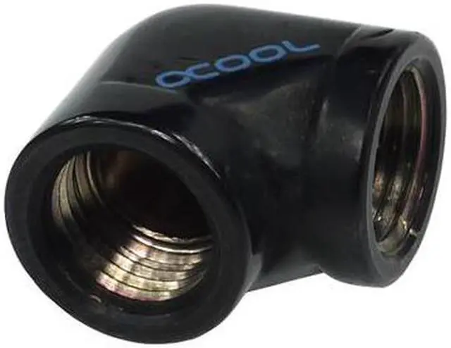 Main image of Alphacool HF G1/4" Female to Female Fitting, 90 Degree Angle, Deep Black