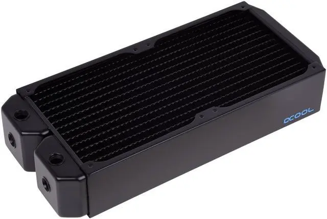 Alt view image 8 of 10 - Alphacool NexXxos UT60 Full Copper Radiator 280, 140mm x 2, Dual Fan, Black