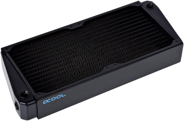 Alt view image 7 of 8 - Alphacool NexXxos XT45 Full Copper X-Flow Radiator 280, 140mm x 2, Dual Fan, Black