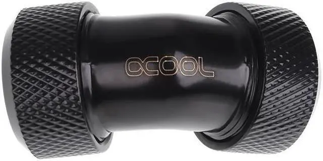 Alt view image 2 of 6 - Alphacool Eiszapfen 13mm HardTube Compression Fitting 45° L-connector for Plexi- Brass Tubes - Knurled - Deep Black (17403)
