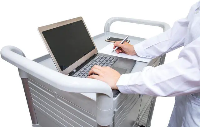 Alt view image 3 of 7 - JaboEquip Commercial Heavy Duty Medical Cart Hospital Cart, Lockable Medical Cart for hospital Clinic, JBG-3D2, Off-white