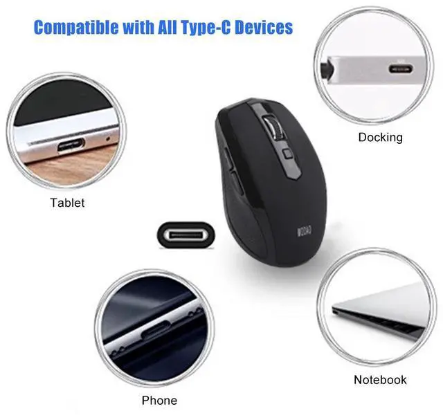 Alt view image 6 of 6 - MODAO 2.4GHZ Type C Wireless Mouse USB C Mice for Macbook/ Pro USB C Devices Ergonomics Optical Mouse Wireless Optical Mouse