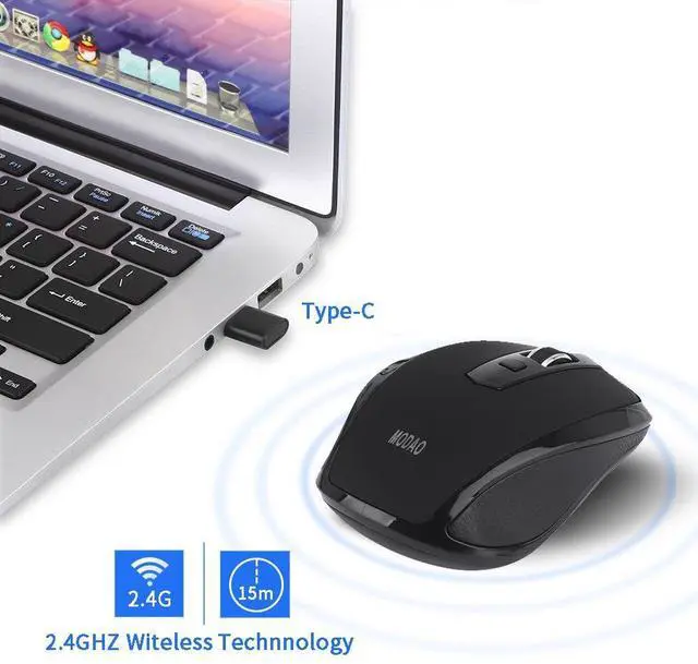 Main image of MODAO 2.4GHZ Type C Wireless Mouse USB C Mice for Macbook/ Pro USB C Devices Ergonomics Optical Mouse Wireless Optical Mouse