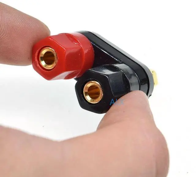 Alt view image 5 of 6 - Dual Banana plugs Couple Terminal blocks Red Black Connector 4mm jack audio Amplifier Terminal Binding Post Speaker Plug socket