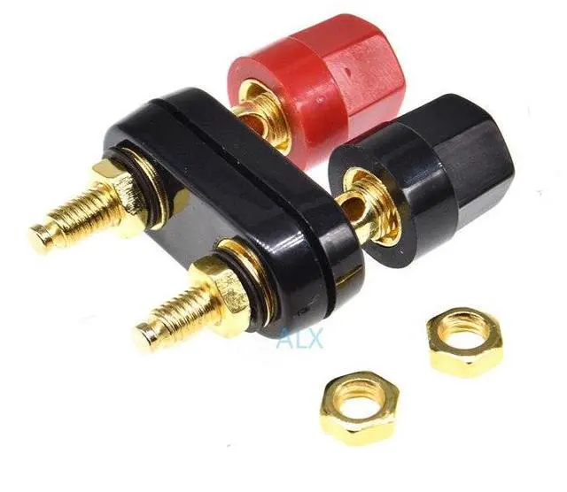 Alt view image 6 of 6 - Dual Banana plugs Couple Terminal blocks Red Black Connector 4mm jack audio Amplifier Terminal Binding Post Speaker Plug socket