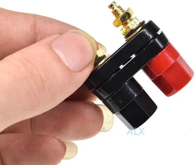 Alt view image 4 of 6 - 2PCS Dual Banana plugs Couple Terminal blocks Red Black Connector 4mm jack audio Amplifier Terminal Binding Post Speaker socket