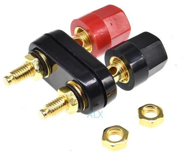Alt view image 6 of 6 - 2PCS Dual Banana plugs Couple Terminal blocks Red Black Connector 4mm jack audio Amplifier Terminal Binding Post Speaker socket
