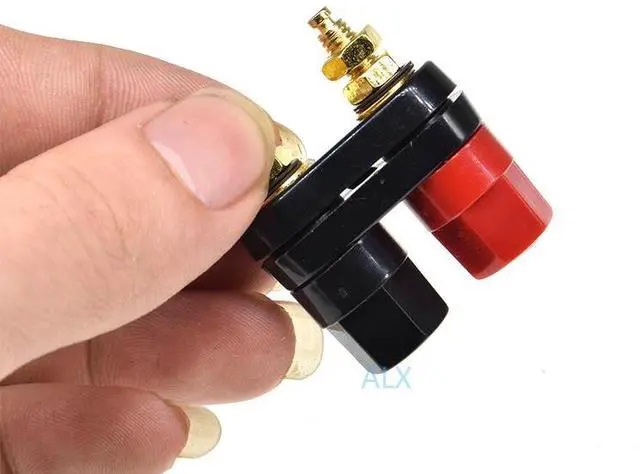 Alt view image 4 of 6 - Dual Banana plugs Couple Terminal blocks Red Black Connector 4mm jack audio Amplifier Terminal Binding Post Speaker Plug socket