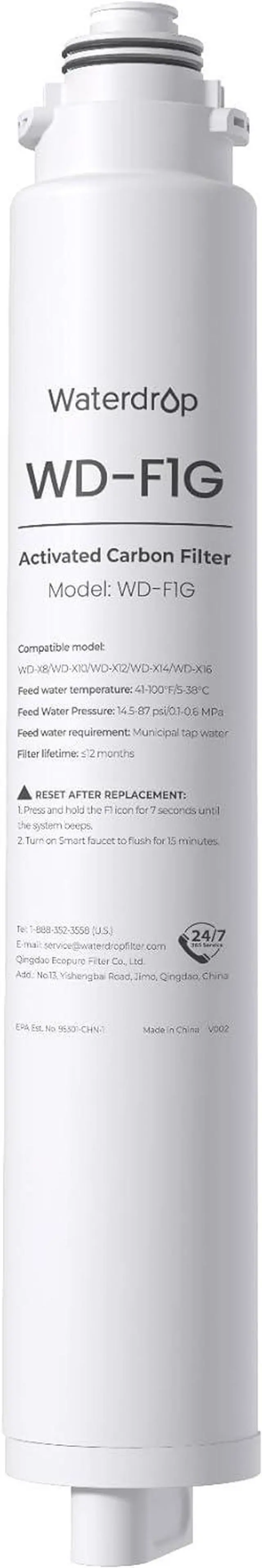 Main image of Waterdrop WD-F1G Filter, Replacement for WD-X12-Basic & WD-X8-Basic & WD-X8-PRO Reverse Osmosis System, 12-month Lifetime