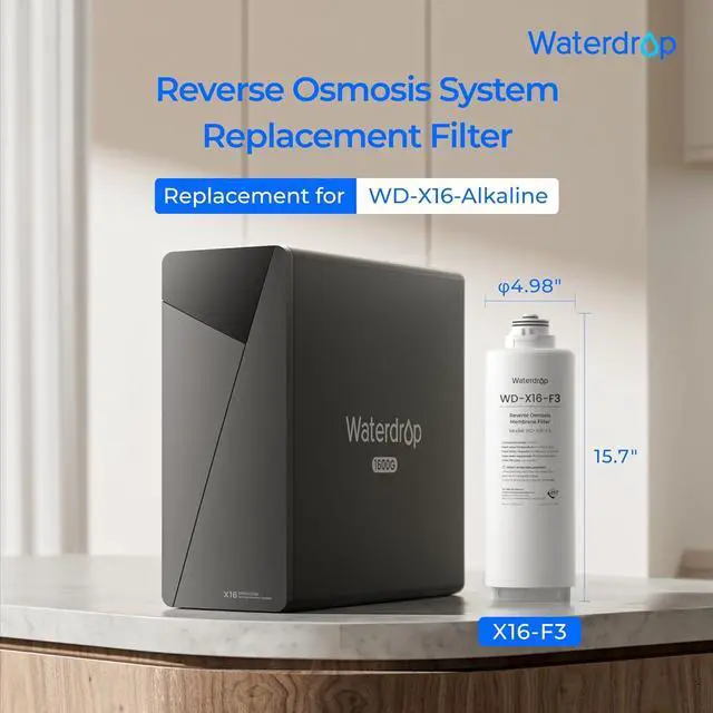 Alt view image 2 of 6 - Waterdrop WD-X16-F3 Filter, Replacement for WD-X16-Alkaline 1600 GPD Reverse Osmosis System, 24-month Lifetime, Reduce PFAS