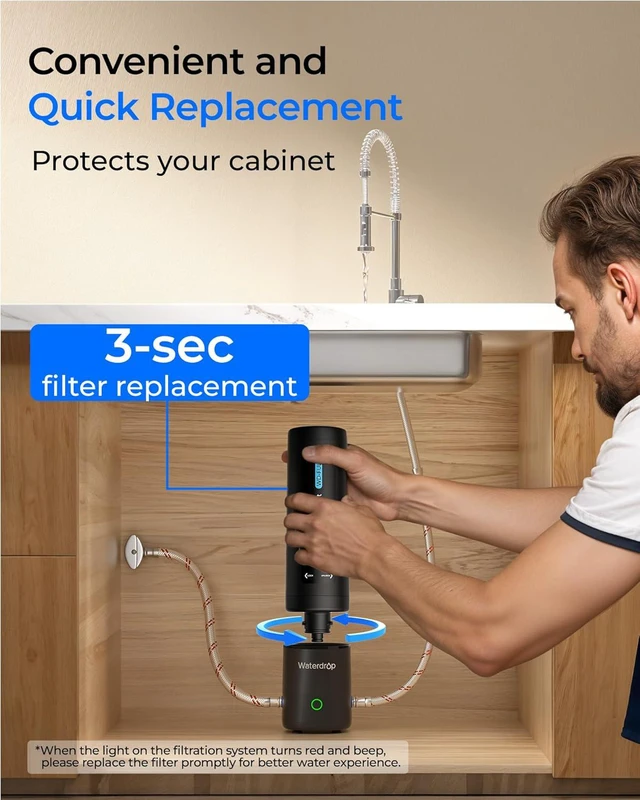 Alt view image 5 of 6 - Waterdrop FUL12 Replacement Filter Cartridge for UL12A/UL12B Under Sink Water Filter, Reduces PFAS, PFOA/PFOS, Lead, Chlorine, Bad Taste & Odor, 11000 Gallons