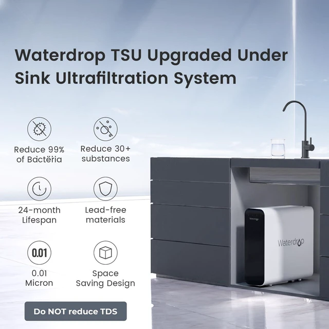 Alt view image 2 of 7 - Waterdrop TSU 0.01m Ultra-Filtration Under Sink Water Filter System, 3-Stage Tankless Undersink Water Filtration with Faucet, Smart Panel, Does not Lower TDS (NOT RO), Drilling Required
