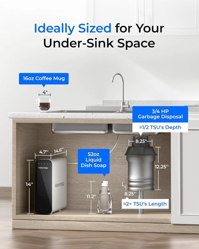 Alt view image 5 of 7 - Waterdrop TSU 0.01m Ultra-Filtration Under Sink Water Filter System, 3-Stage Tankless Undersink Water Filtration with Faucet, Smart Panel, Does not Lower TDS (NOT RO), Drilling Required