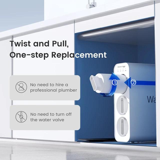 Alt view image 7 of 7 - Waterdrop TSU 0.01m Ultra-Filtration Under Sink Water Filter System, 3-Stage Tankless Undersink Water Filtration with Faucet, Smart Panel, Does not Lower TDS (NOT RO), Drilling Required