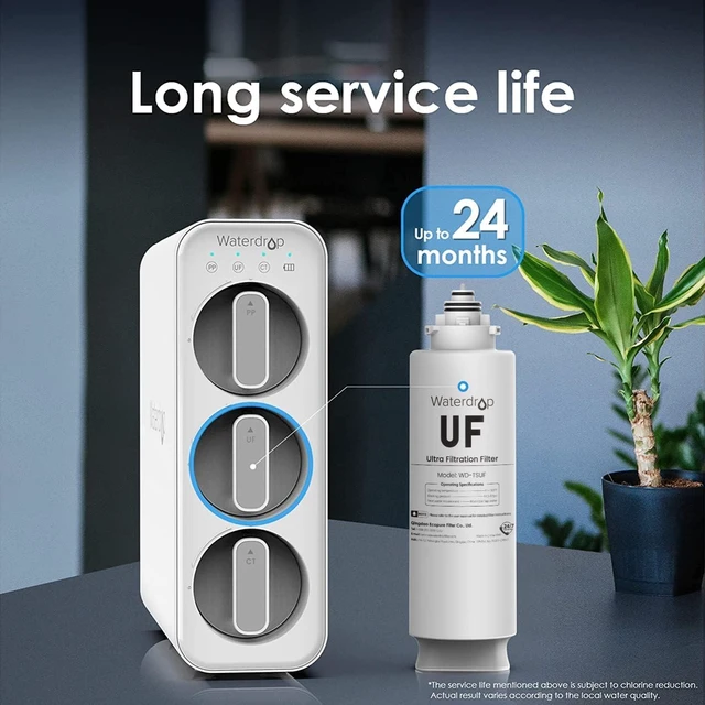 Alt view image 3 of 5 - Waterdrop TSUF Ultra-Filtration Under Sink Water Filter, Replacement for Waterdrop TSU-W 3-Stage Ultra-Filtration Under Sink Water Filter System, 0.01 Micron, 4000 Gallons High Capacity, 1 Pack
