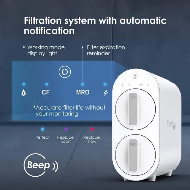 Alt view image 7 of 7 - Waterdrop 400 GPD 5 Stage RO Reverse Osmosis Water Filtration System, Tankless, 1:1 Pure to Drain, FCC Listed, USA Tech, WD-G2-W, White