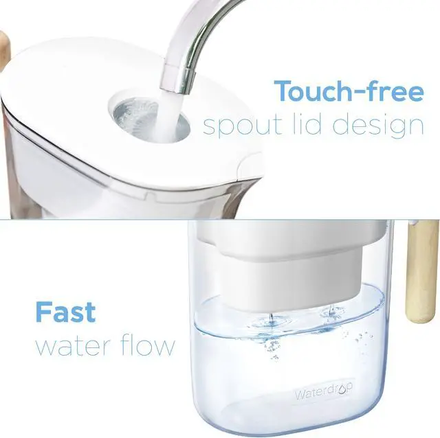 Alt view image 4 of 12 - Waterdrop Chubby 10-Cup Water Filter Pitcher with 1 Filter, 7 Stage Filtration Jug, Long-lasting (200 gallons), 5X Times Lifetime, BPA Free, White