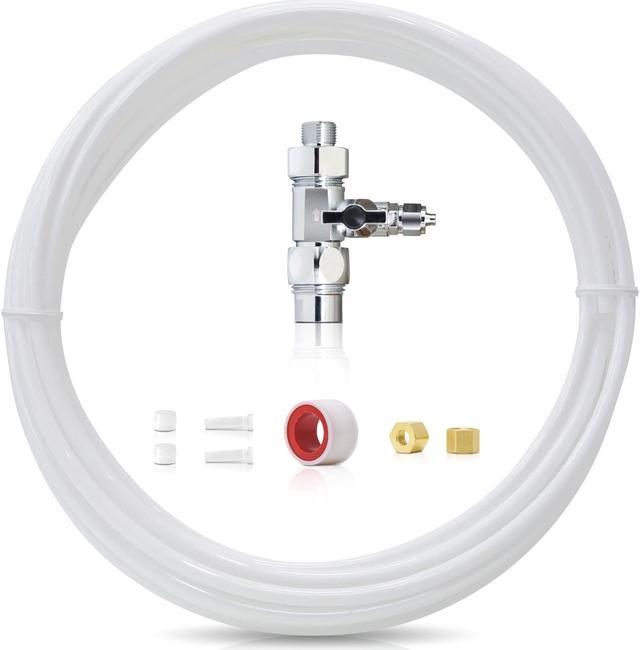Waterdrop Fridge/Ice Maker Water Line Connection Kit for WD-10/15/17UA  Series, CuZn UC-200 other Braid Hose Connect Water Filter System with 3/8  or 1/2 inches fittings 