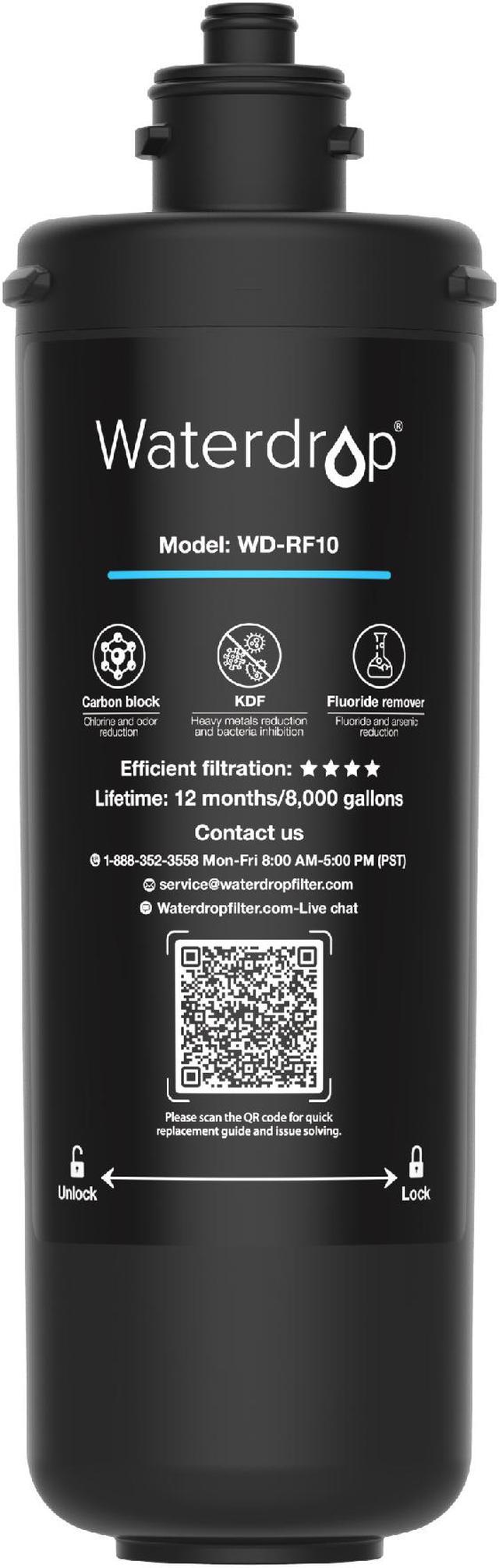 Waterdrop WD-RF10 Water Filter, Replacement for Waterdrop 10UA Under Sink  Water Filtration system, 8000 Gallons High Capacity 