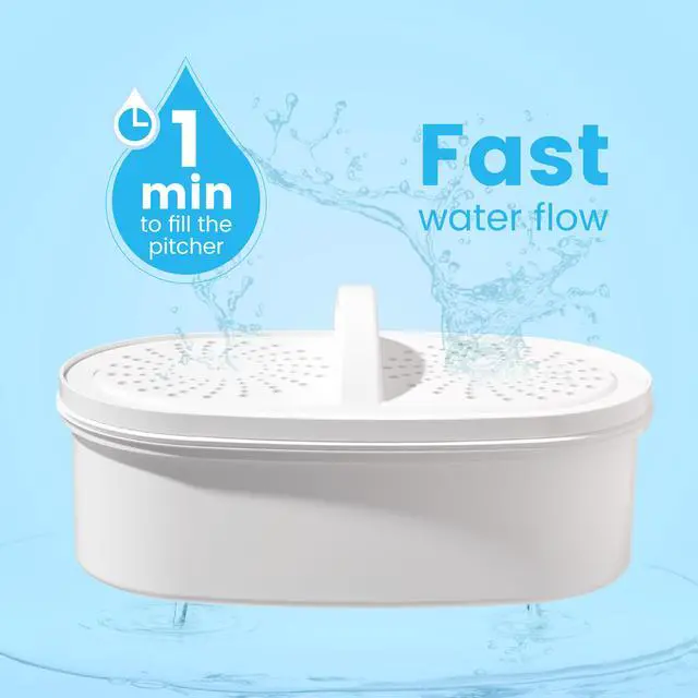 Alt view image 2 of 6 - Waterdrop 5-Cup Water Filter Pitcher with 1 Filter, Long-Lasting (200 gallons), 5X Times Lifetime Filtration Jug, reduce Fluoride, Chlorine and More, BPA Free, White