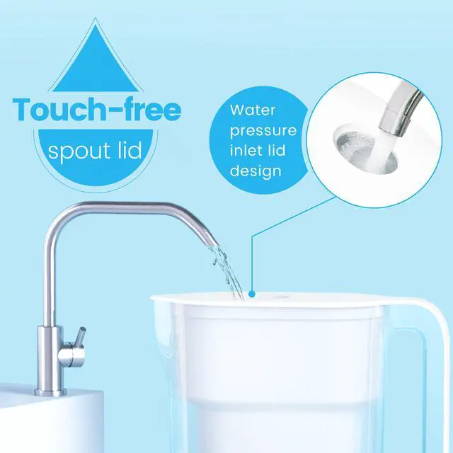 Alt view image 6 of 6 - Waterdrop 5-Cup Water Filter Pitcher with 1 Filter, Long-Lasting (200 gallons), 5X Times Lifetime Filtration Jug, reduce Fluoride, Chlorine and More, BPA Free, White