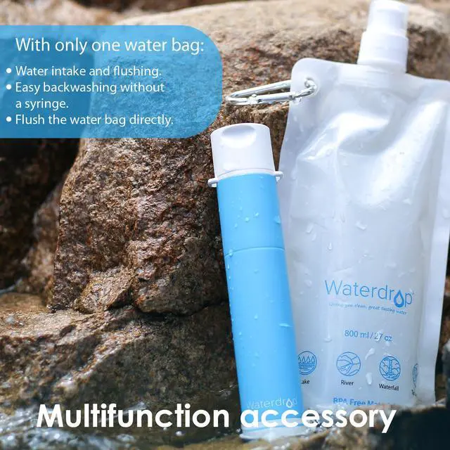 Alt view image 7 of 7 - Waterdrop Water Filter Straw, Portable Camping Filtration System, Drinking Water Purifier for Emergency Hiking Travel Backpacking