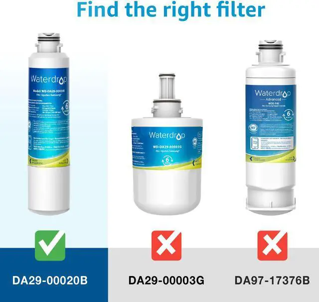 Alt view image 7 of 7 - Waterdrop DA29-00020B NSF 53&42 Certified Refrigerator Water Filter, Replacement for Samsung HAF-CIN/EXP, DA29-00020A/B, DA29-00020B-1, RF263BEAESR, RF28HMEDBSR, RS25J500DSR, RF4287HARS, 3 Filters