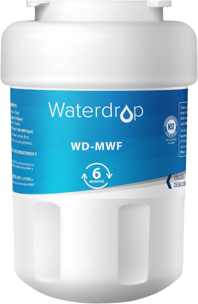 Waterdrop MWF Replacement for GE® MWF SmartWater, MWFA, MWFP, GWF, GWFA, Kenmore  9991,46-9991, 469991 Refrigerator Water Filter, Package may vary 