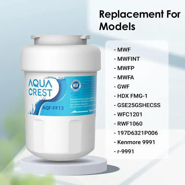 Alt view image 3 of 7 - AQUACREST MWF Replacement for GE® MWF, MWFA SmartWater, Kenmore 469991 Refrigerator Water Filter