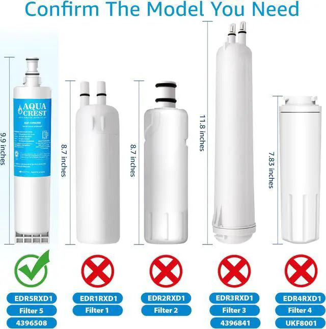 Alt view image 4 of 7 - 2 Pack AQUACREST 4396508 Replacement for Whirlpool 4396508, 4396510, PUR W10186668 Refrigerator Water Filter, package may vary