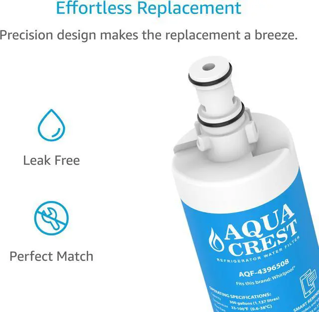 Alt view image 7 of 7 - 2 Pack AQUACREST 4396508 Replacement for Whirlpool 4396508, 4396510, PUR W10186668 Refrigerator Water Filter, package may vary