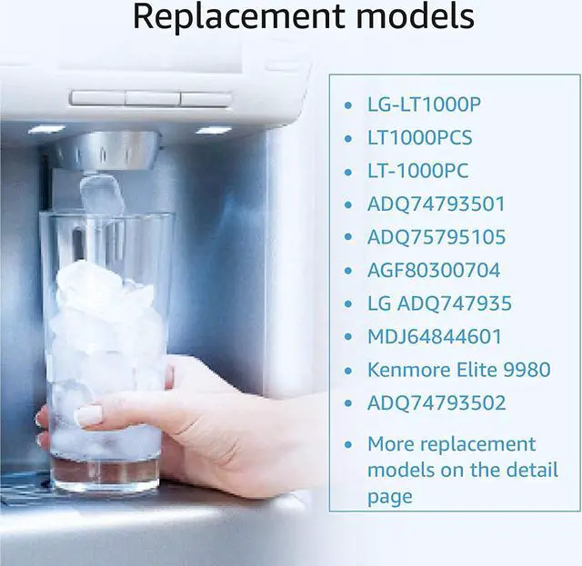 Alt view image 13 of 14 - Waterdrop LT1000PC ADQ747935 MDJ64844601 Refrigerator Water Filter, Replacement for LG® LT1000P®, ADQ74793501, ADQ74793502, Kenmore 46-9980, 9980, LFXC24796S, LSFXC2496D, NSF Certified, Pack of 1