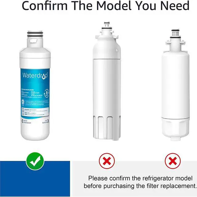 Alt view image 4 of 7 - Waterdrop LT1000PC ADQ747935 MDJ64844601 Refrigerator Water Filter, Replacement for LG® LT1000P®, ADQ74793501, ADQ74793502, Kenmore 46-9980, 9980, LFXC24796S, LSFXC2496D, NSF Certified, Pack of 6