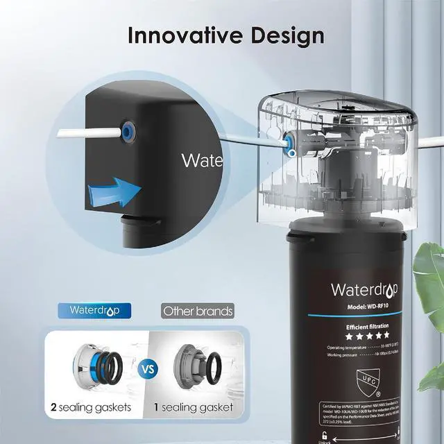 Alt view image 6 of 7 - Waterdrop 10UB Under Sink Water Filter System, 8K High Capacity Drinking Water Filtration System, with Dedicated Brushed Nickel Faucet, Reduce Lead, Chlorine, Bad Taste & Odor