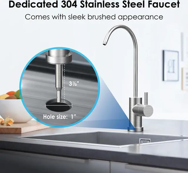 Alt view image 5 of 7 - Waterdrop 10UB Under Sink Water Filter System, 8K High Capacity Drinking Water Filtration System, with Dedicated Brushed Nickel Faucet, Reduce Lead, Chlorine, Bad Taste & Odor