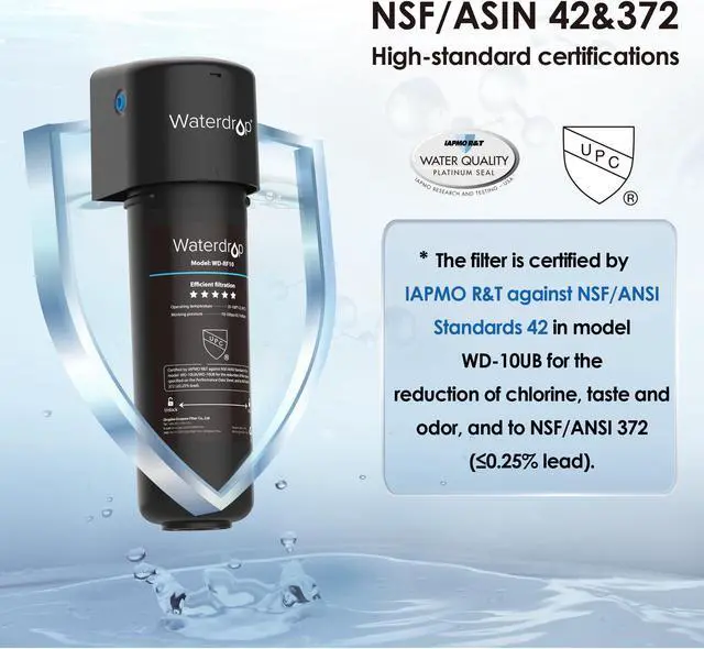 Alt view image 3 of 7 - Waterdrop 10UB Under Sink Water Filter System, 8K High Capacity Drinking Water Filtration System, with Dedicated Brushed Nickel Faucet, Reduce Lead, Chlorine, Bad Taste & Odor