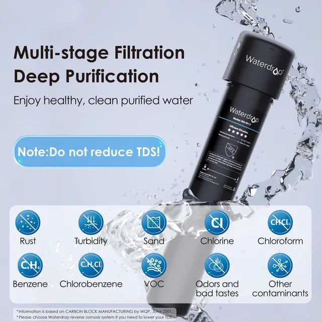 Alt view image 2 of 5 - Waterdrop 17UA Under Sink Water Filter System, Main Faucet Under Counter Water Filtration System, Reduce Lead, Chlorine, Bad Taste & Odor,  3 Years Ultra Long Lifetime, 0.5µm