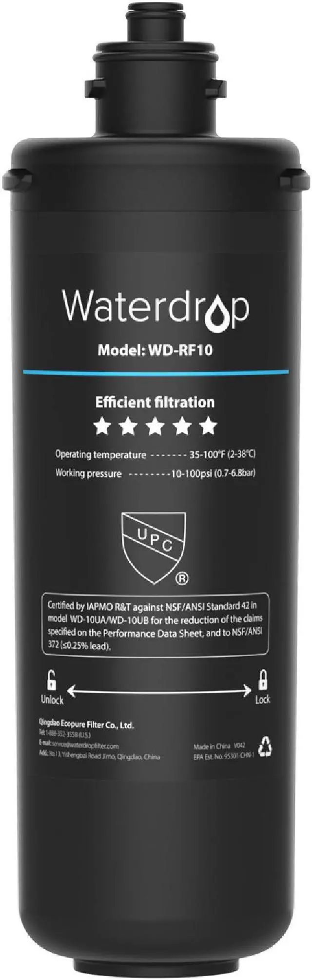 Main image of Waterdrop WD-RF10 Water Filter, Replacement for Waterdrop 10UA Under Sink Water Filtration system, 8000 Gallons High Capacity