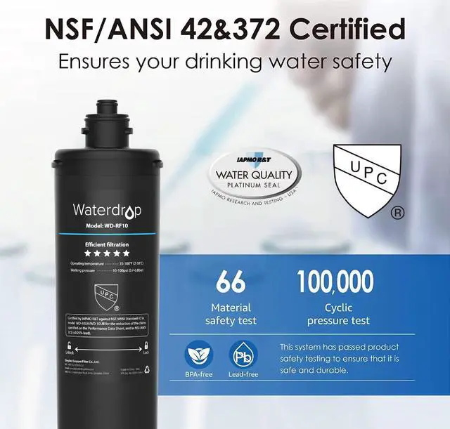 Alt view image 4 of 7 - Waterdrop WD-RF10 Water Filter, Replacement for Waterdrop 10UA Under Sink Water Filtration system, 8000 Gallons High Capacity