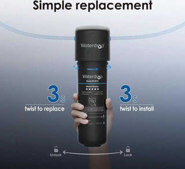 Alt view image 6 of 7 - Waterdrop WD-RF10 Water Filter, Replacement for Waterdrop 10UA Under Sink Water Filtration system, 8000 Gallons High Capacity