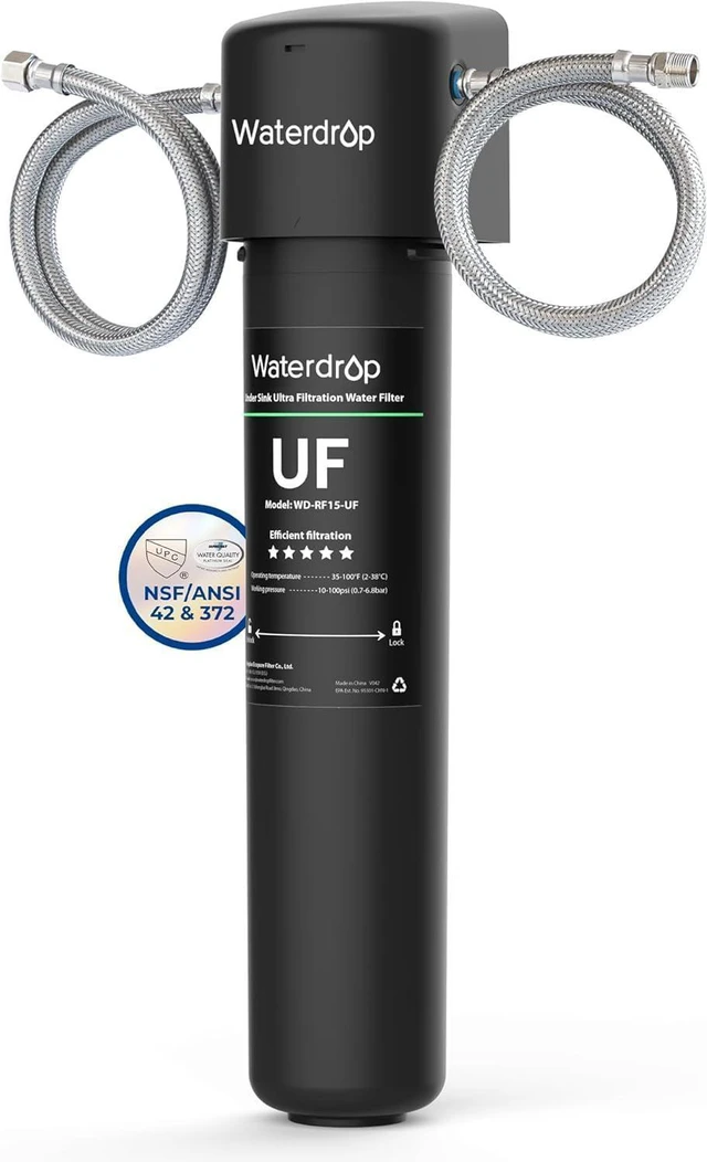 Main image of Waterdrop 15UA-UF 0.01 m Ultra Filtration Under Sink Water Filter for Baçtria Reduction, , Reduces Lead, Chlorine, Bad Taste & Odor, Direct Connect to Kitchen Faucet, USA Tech