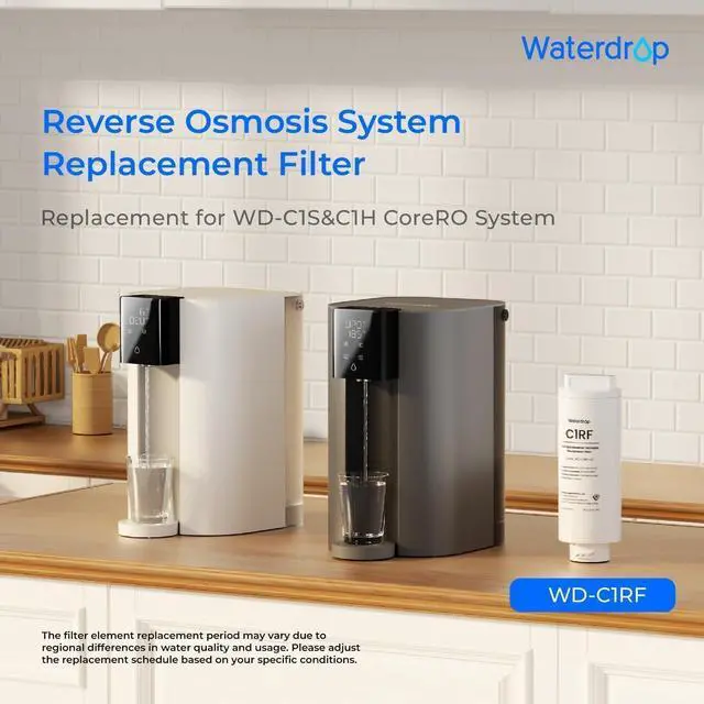 Alt view image 4 of 7 - Waterdrop WD-C1RF Filter with RO membrane, Replacement for WD-C1S and WD-C1H Countertop CoreRO System, 12-month Lifetime