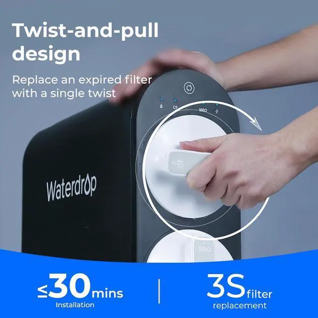 Alt view image 2 of 5 - Waterdrop WD-G2CF Filter, Replacement for WD-G2-W, WD-G2-B, WD-G2P600-W Reverse Osmosis System,12-month Lifetime, 2-Pack