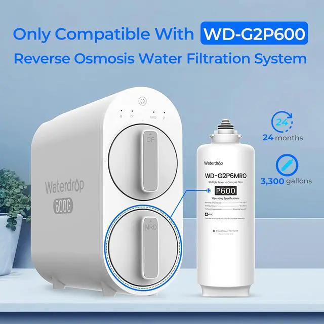 Alt view image 2 of 5 - Waterdrop WD-G2P600-RO Filter, Replacement for WD-G2P600-W Reverse Osmosis System, 2-year Lifetime, Reduce PFAS
