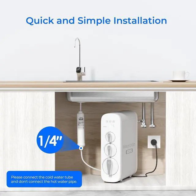 Alt view image 4 of 5 - Waterdrop WD-MNR35 Remineralization Filter, 1/4" Quick Connect Mineral Filter for Undersink Reverse Osmosis System, Restore Essential Minerals for RO System, RO Mineral Filter System, 2-Pack