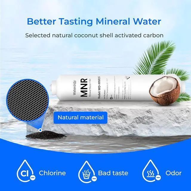 Alt view image 5 of 5 - Waterdrop WD-MNR35 Remineralization Filter, 1/4" Quick Connect Mineral Filter for Undersink Reverse Osmosis System, Restore Essential Minerals for RO System, RO Mineral Filter System, 2-Pack