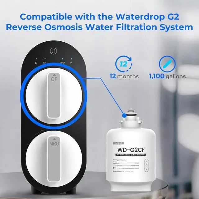 Alt view image 4 of 4 - Waterdrop WD-G2CF Filter, Replacement for WD-G2-W, WD-G2-B, WD-G2P600-W Reverse Osmosis System,12-Month Lifetime