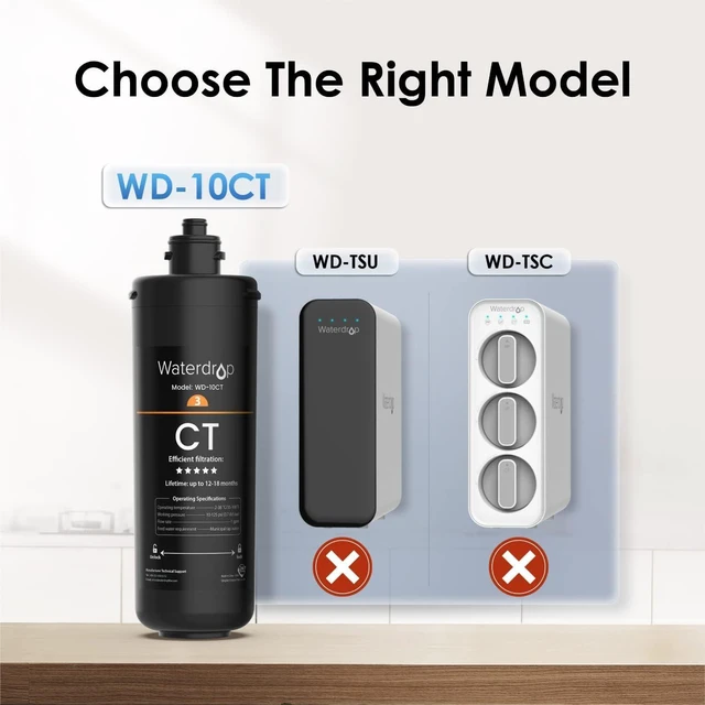 Alt view image 4 of 6 - Waterdrop WD-10CT Under Sink Water Filter, Replacement for Waterdrop TSA & TSB 3-stage Under Sink Water Filter System