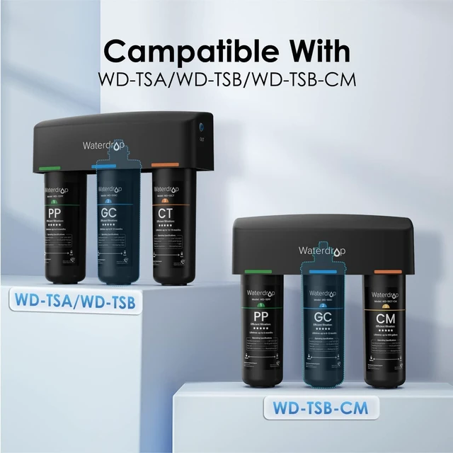Alt view image 5 of 5 - Waterdrop WD-10GC Under Sink Water Filter, Replacement for Waterdrop TSA & TSB & TSB CM 3-stage Under Sink Water Filter System